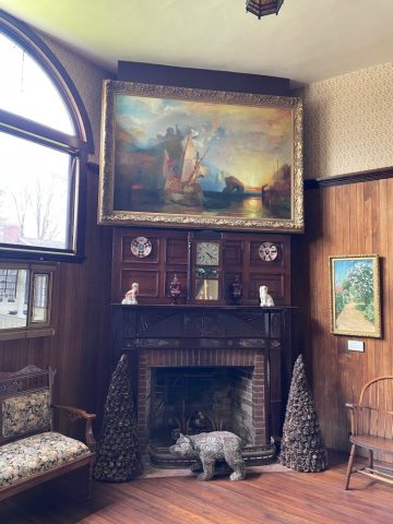 Moran – Mantlepiece and painting Ulysses Deriding Polyphemus